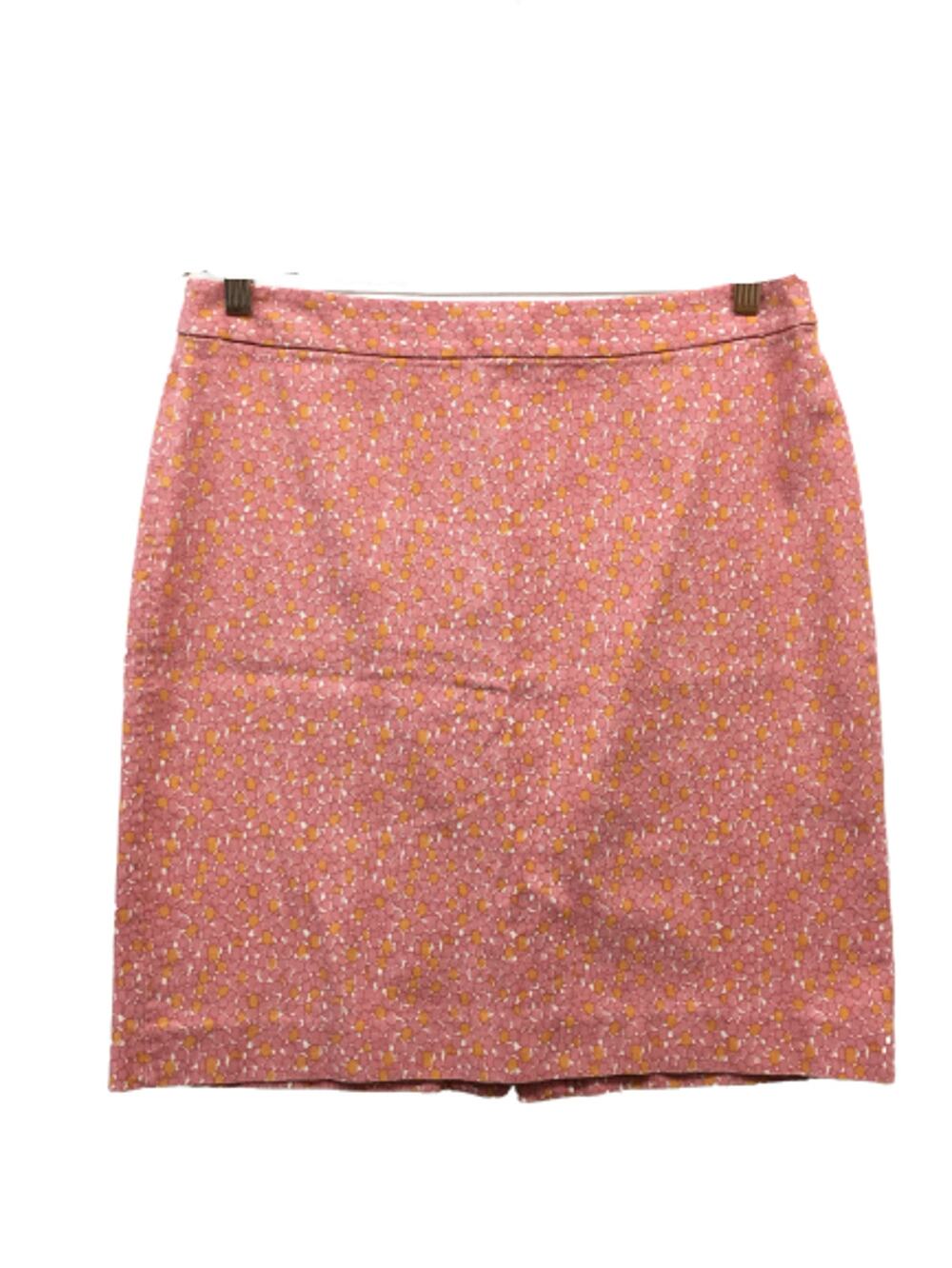 Talbots Pink Orange White Polka Dot Back Kick Vent Cotton Pencil Skirt 12P